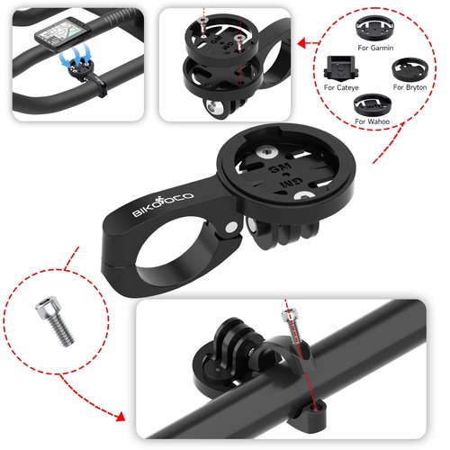 BIKOOCO Bike GPS Computer Mount- Short Version Bike Computer Mount for Aero Bars, Black Aluminium Bike Mount for Garmin,for Combo & for GoPro Action Camera
