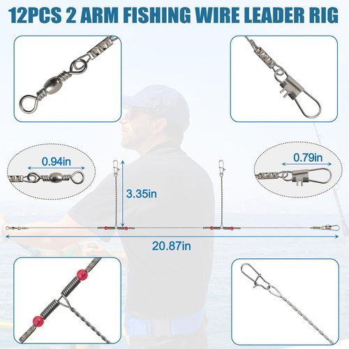 Surf Fishing Tackle Kit Surf Fishing Rigs Double Hook Bottom Rigs Hi-Lo Rig Fishing Leader Rig Pier Fishing Catfishing Bottom Fishing Beach Ocean Saltwater Fishing Rigs