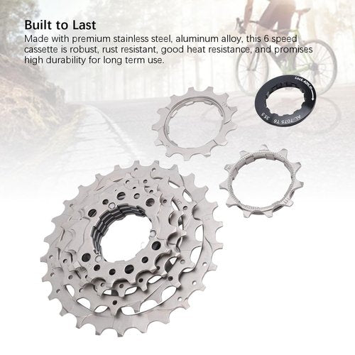 Zyyini 6 Speed Cassette, Stainless Steel Aluminum Alloy 6 Speed Cassette,Cycling Replacement Part
