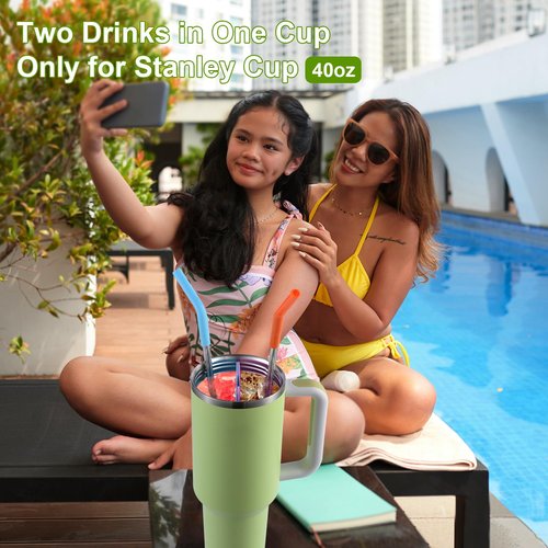 9 Pcs Cup Divider for Stanley, Reusable Stanley Cup Splitter,2 in 1 Drink Separator Silicone Liner Suitable for Stanley Cup 40 oz, Perfect for Office, Party, Cinema and Outdoor Picnic(Blue+Purple)