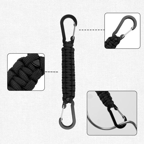SXoonKing 6 Pcs Paracord Keychain,Paracord Lanyard Clips,Braided Lanyard,Carabiner with Strap,Water Bottle Clip,Backpack Clips,Carabiner for Water Bottle,Water Bottle Clip for Backpack