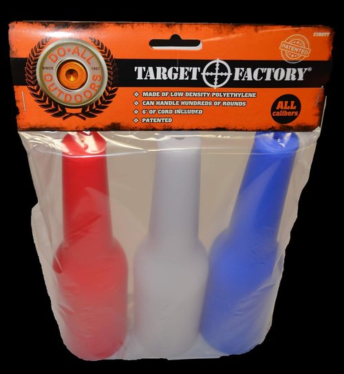 Do-All Outdoors Reusable Bottle Shooting Targets, All Calibers, Pack of 3, Multicolor, 9" X 9" X 2.5", Red/White/Blue