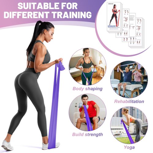 Resistance Bands Set, 5 Pcs Exercise Bands Elastic Stretch Bands for Fitness Yoga Pilates Stretching Strength Training, Workout Bands for Home Gym