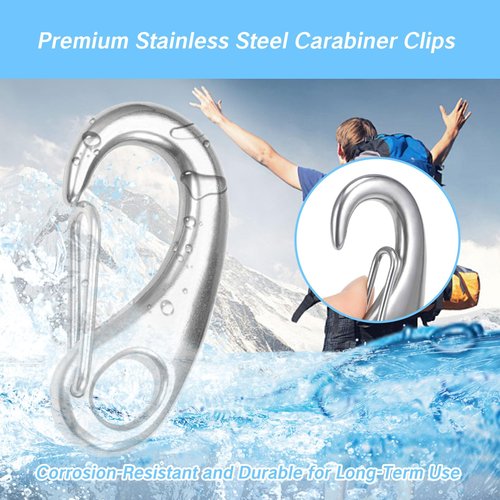 YAFIYGI 2 Pack 2.75 Inch Stainless Steel Carabiners Marine Grade Clips with Snap Hooks Heavy Duty Carabiner Clips for Boat Rigging Rope Fender Camping Hiking Wire Gate Applications