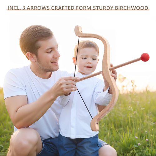 Kids Bow and Arrow Wooden Archery Toy Set for Kids Ages 3+ Bow and Arrow Set Includes 3 Arrows 3 Targets Quiver Indoor and Outdoor Toys for Children Boys Girls