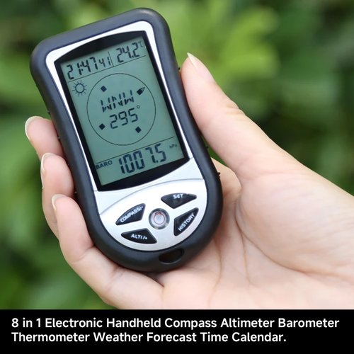 Kodrily Digital Altimeter, Digital Compass, Hiking Thermometer, Barometer 8 in 1 for Hiking Outside -2300 to 29500FT 1100MBAR, 300mbar to 1100mbar