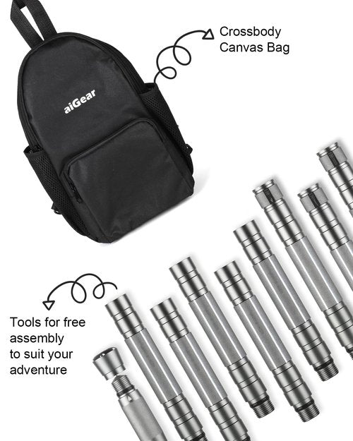 aiGear Tactical Walking Stick - Upgraded Survival Hiking Stick with Outdoor Multi-Tool Gear Trekking Poles for Outdoor Adventures, Trekking, Survival Hiking Tactical Tool