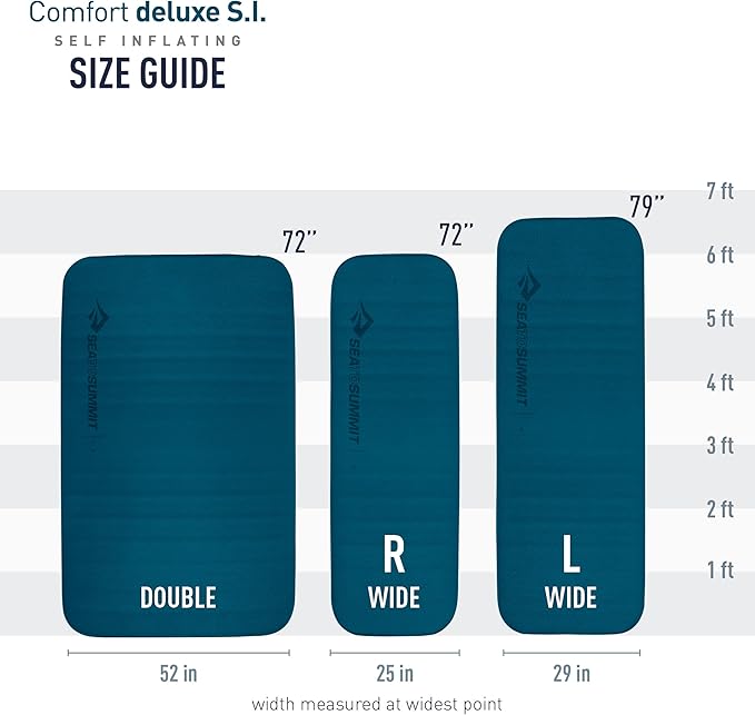 Sea to Summit Comfort Deluxe Self-Inflating Foam Camping Mattress, Regular (72 x 25 x 4 inches)