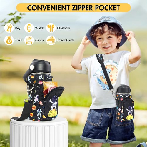 Scothen Water Bottle Carrier Bag for Kids, Insulated Water Bottle Holder with Adjustable Strap for 10/12/14/16/18oz Bottles, Bottle Bags Sleeve for Boys Girls School Travel Sports