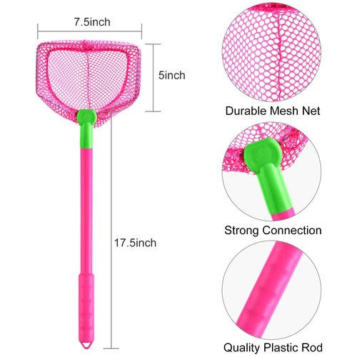 Coopay 8 Pieces Butterflies Fishing Net Catching Bug Floating Bait Beach Nets for Outdoor Playing (Rose Red, Orange, Blue, Green)