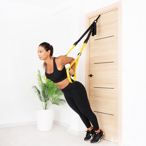 MOMOVE Bodyweight Resistance Suspension Trainer Straps for Home Fitness, Full-Body Workout Gym Training Kit for Strength, Powerlifting, and Core Exercise (Yellow)