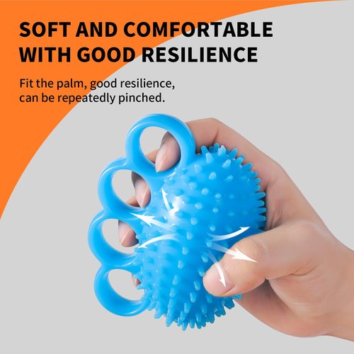 HEINALOUS Hand Grip Strengthener, Finger Exerciser Training Ball, Exercise Handball, Finger and Wrist Physical Therapy, Blue (Blue-CWQ)