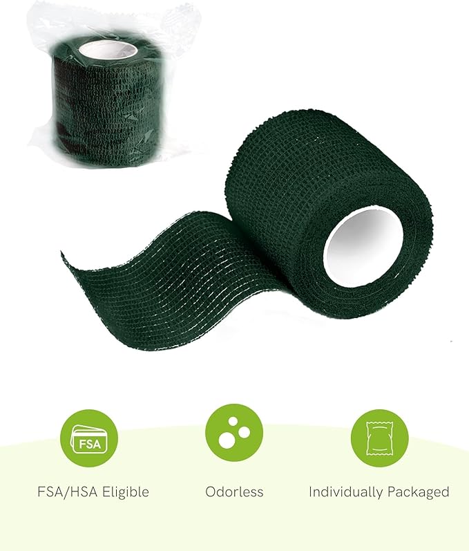 FriCARE Self Adhesive Bandage Wrap, Medical Tape in First Aid Kit, Cohesive Bandages for Wounds Sport Vet, FSA/HSA Eligible, 2 Inches X 5 Yards 6 Rolls, Lush