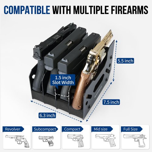 BlackSmith Foam Pistol Rack for Gun Safe 4 Gun Slots Gun Cabinet Accessories Storage Firearm Rack Revolver Handgun Stand