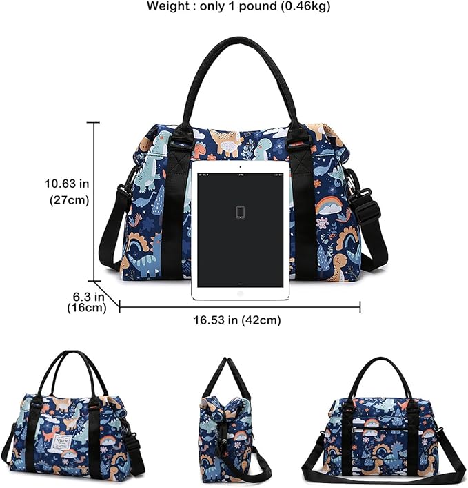 Travel Duffle Bag Weekender Overnight Bag Gym Tote Bag with Wet Pocket for Women Girls Workout Duffel Bag Water Resistant (Cute Lions)
