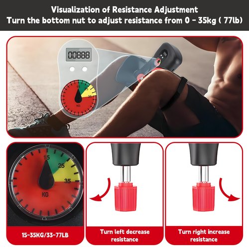 Thigh Trainer Kegel Exerciser Hip Pelvic Floor Muscle Trainer Strength Device: 0-77 lbs Adjustable Resistance with Fixed Leg Straps and Replaceable Handle for Men Women