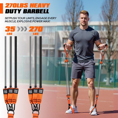 KUTIZE Pilates Bar Kit with Resistance Bands, Heavy Duty Pilates Equipment for Men, Strength Training Bar for Legs, Hip, Back, Arm, Abs, Chest, Shoulders, Portable Home Gym Full Body Workout Equipment