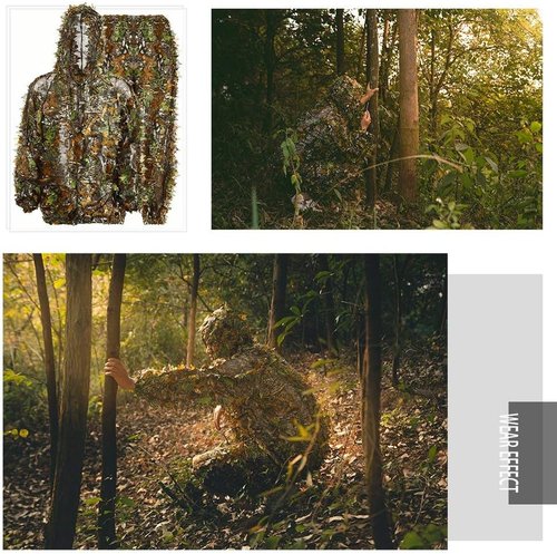 EAmber Ghillie Suit Gilly Hunting Suits Pants 3D Leaf Camo Camouflage Coveralls Youth Adult Lightweight Clothes