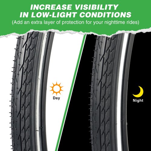 MEGHNA 700C Road Bike Tire with Reflective Strip Foldable 700 x 35C Tire for Road Racing Fast Rolling 37-622mm Replacement for Road Bike Fixed Gear Bike Hybrid Bike