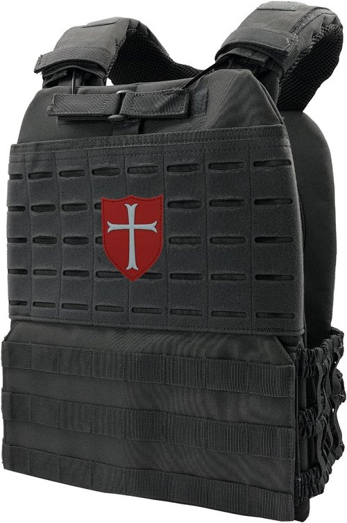 Knights Templar Cross Crusaders Shield Military Tactical Patch PVC Rubber by uuKen Tactical Gear (Black)