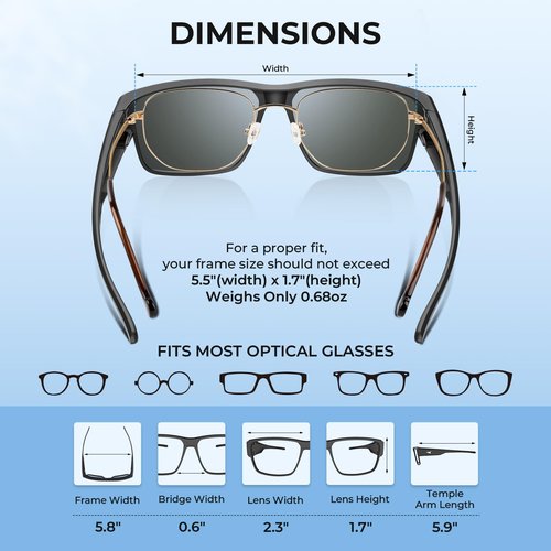 KastKing Molino Fit-Over Polarized Sunglasses,UV400 Protection Ultralight Wraparound Fishing Sports Sunglasses, TAC Lenses