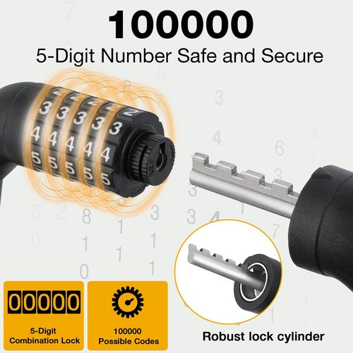 E Scooter Lock,Bike Lock 5-Digit Combination Lock 4 Feet Bike Locks Cable Heavy Duty Anti Theft Cable Locks with Mounting Bracket for Xiaomi M365/Max/GXL/Ninebot/Segway Scooter/Moto/Bicycle