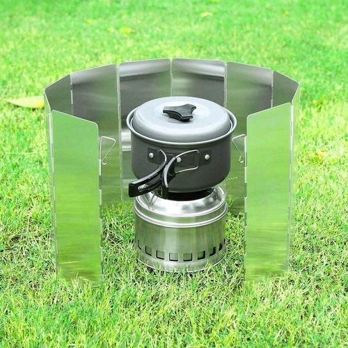 Ohuhu Wood Burning Camp Stoves + 12 Plates Camp Stove Windscreen for Camping Picnic, Backpacking, Cooking