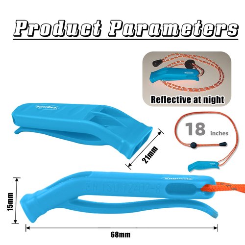 VOGUCCLO 4 Pcs Emergency Whistle - Super Loud Survival Whistle with Lanyard for Safety Alert,Boating,Swimming,Kayaking,Hiking,Camping,Hunting,and Rescue Signaling(4 Pcs Blue)