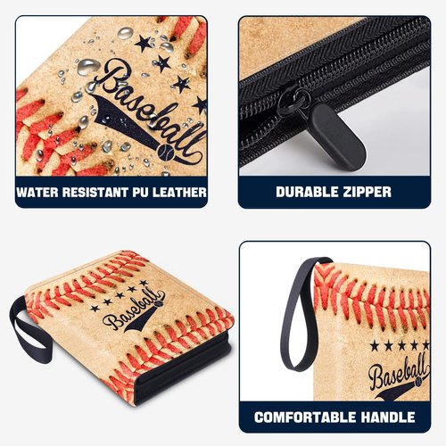 HESPLUS Baseball Card Binder with 900 Pockets, Sports Trading Card Binder, Collectible Trading Card Albums with 50 Pages Card Sleeves to Organize and Protect Baseball Trading Cards for Collectors