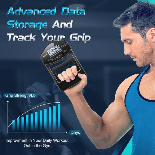 396lbs / 180kg Grip Strength Tester Trainer - Dynamometer Handgrip Measurer Meter with LCD Display, Handheld Strengthener Exerciser for Sports, School, and Home Use (396Lbs / 180Kgs)
