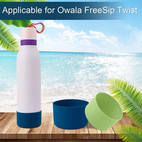 Silicone Boot for Owala, 2.95 Inch Diameter Bottle Boot Anti-Slip Bottom Protective Cover Water Bottle Accessories Compatible with Owala 24 oz (Green, Blue)