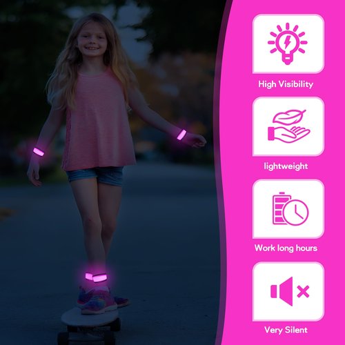 esonstyle 6 PCS LED Bracelets, LED Light Up Bracelets, Pink LED Wristbands, Led Slap Bracelets for Walking, Running, Jogging, Concerts, Sports, Camping, Sporting Events, Party, Rave Accessories