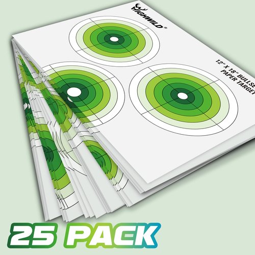 Highwild 12X18 Inch Bullseye Paper Target for Shooting Range Training - 5 Unique Patterns, Suitable for Pistols, Rifles, Airguns - Practice and Improve Your Aim (50)