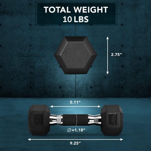 Dumbbell Hex - Rubber Grip - 5lbs - Pair