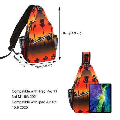 MOSISO Crossbody Sling Backpack, Portable Travel Hiking Daypack Chest Sling Bag Casual Daypack One Strap Chest Backpack for Women Men Outdoor Hiking Travel, Tropical Palm Tree