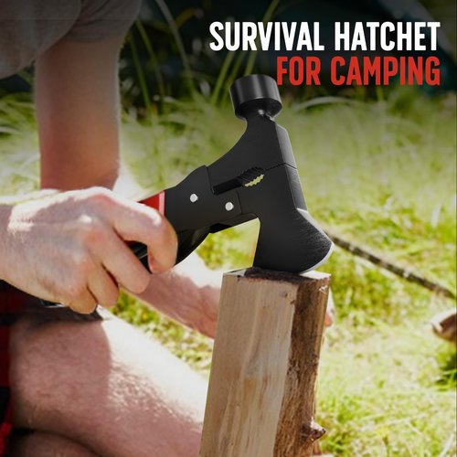 Gifts for Dad, 15-in-1 Multitool Axe Hatchet, Cool Gadgets Camping Accessories Multitool Must Haves for Adults Men, Birthday Gifts for Men, Gifts for Him, Women, Red