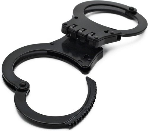 Double Locked Hinged Handcuffs - Police Edition Professional Grade Heavy Duty Steel W/Two Keys