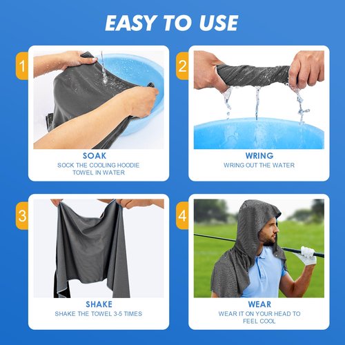 CSITE Cooling Hoodie Towels, Instant Cooling Towels for Neck and Face, UPF 50 Sun Protection, Ice Towel for Hot Weather, Head Towel for Sports, Camping, Cycling & More Activities