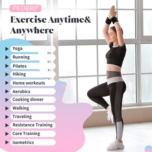 PEOERP Ankle Weights for Women Men, Adjustable Wrist Weighted Bracelet for Home Gym Workout, Walking, Running, Travel, Pilate, Yoga, Exercise,Barre,Strength Training. Set of 2 (1Lb Each) (Black)