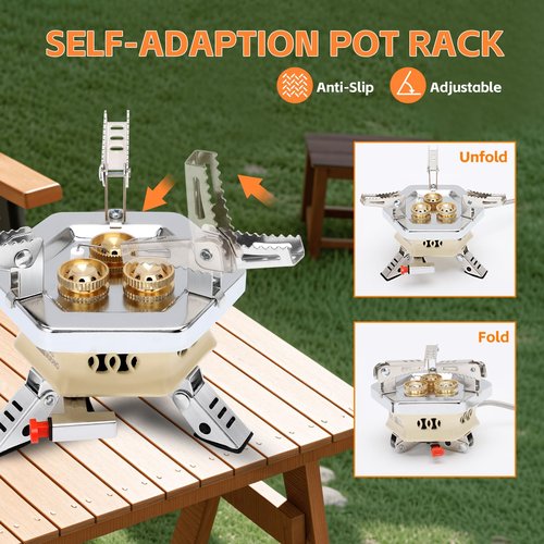 Portable Camping Gas Stove 11800W Wind Proof Foldable Camping Stove Backpacking Stove for Outdoor Hiking Picnic