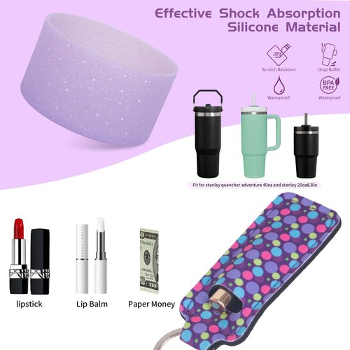 Xyntara Purple Accessories for Stanley Cup 40&30oz Tumbler with Handle,Including Straw Topper,Water Bottle Handle Strap,Chapstick Holder, Boot, Keychain Charms for Stanley Cups(Purple)