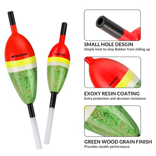 THKFISH Fishing Floats Balsa Wood Slip Bobbers, Fishing Bobbers Stick Slip Bobber for Fishing Crappie Bluegill Trout Bass Panfish Catfish Walleye 5PCS Catfish Walleye Saltwater Floatage