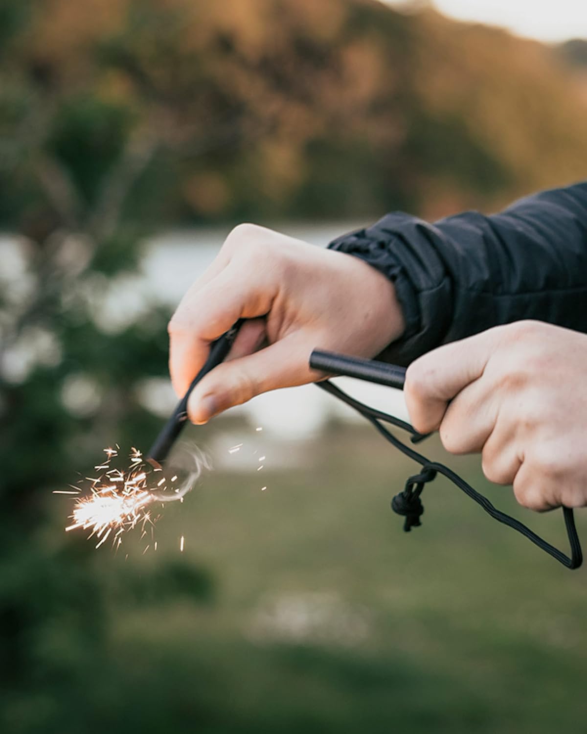 Wolf and Grizzly Fire Set - Fire Starter Survival Tool/Ferro Rods with Striker | Superior to Flint and Steel | Backpacking Gear | Fire Starter Kit for Campfires
