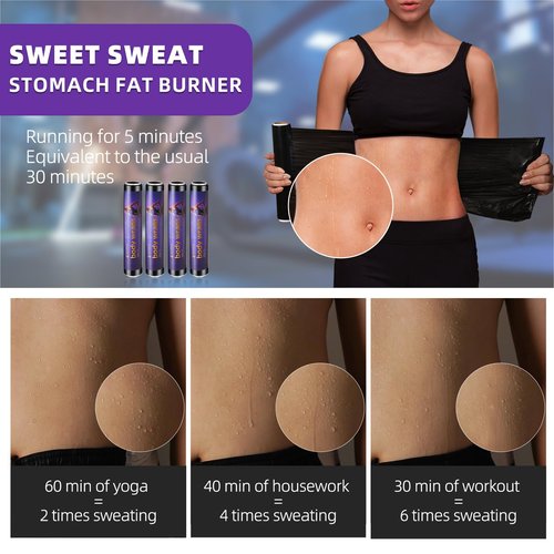 Hayunfiys 4 Rolls 60 Meters Black Osmotic Plastic Body Wrap Exercise & Fitness Sweat Enhancer Anti-Shedding Yoga Training Band Set, DIY Sauna Wrap Pilates Workout