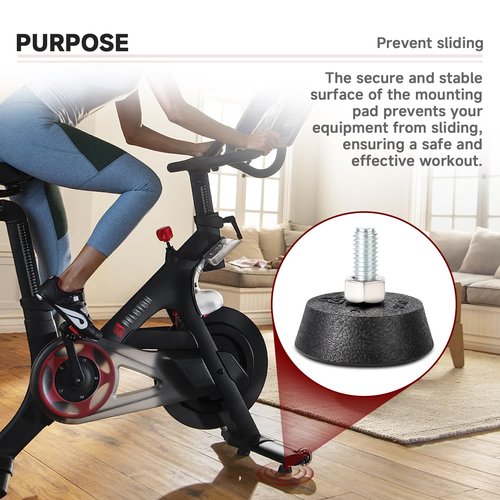 (4 Pack) for Peloton Exercise Bike Support Foot Pad, Upgraded Stainless Steel 3/8" Leveling Screws, Rubber Swivel Non-Slip Shock-Absorbing, Easy Install Replacement Parts