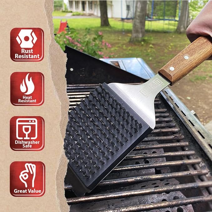 BBQ-AID 2-Pack Wire Grill Brush Replacement Heads, Grill Cleaning Bristle Brush - Screwdriver Included, for 2024 Model Grill Brush and Scraper. No Scratch Cleaning for Any Grill: Char Broil & Ceramic
