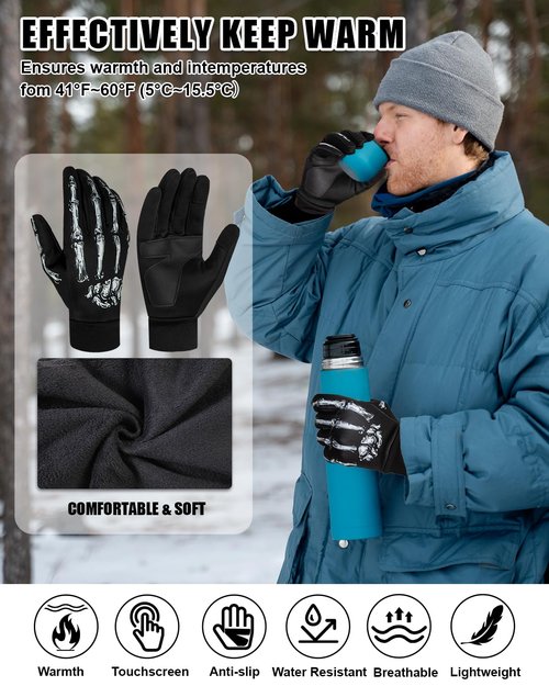 RIGWARL Thin Fleece Gloves for Cold Weather, Early Winter Glove Men Women with Touchscreen Fingers, Thermal Warm Drving Gloves for Running Hiking Walking Skiing Biking, Great Gift for Late Autumn