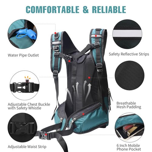 Zounich Hydration Backpack, Breathable Running Backpack with 3L Water Bladder, Large Capacity Hiking Rucksack Outdoors Hydration Bag Pack Perfect for Cycling Camping Fitness Climbing Fits Men & Women