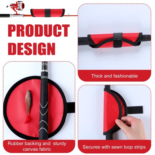 Tioncy 6 Pack Fishing Lure Covers 6 Inch Bait Gloves Lure Shield Wrap Fishing Hook Cover Easily See Bait Storage Protector Guard to Keep Fishermen Safe for Rod(Red)