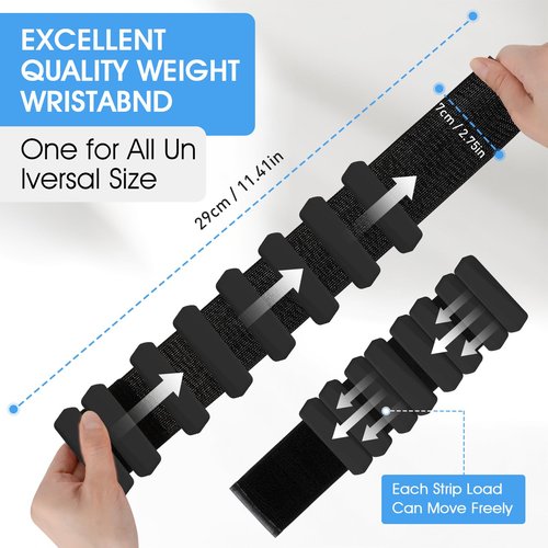 Wrist Weights Set of 2(1Lbs Each), Adjustable Wrist and Ankle Weights for Women and Men, Wearable Arm & Leg Weights Set for Walking, Yoga, Swimming, Cardio, Aerobics, Gym (Black)